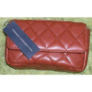 French Connection Quilted Faux Leather Mini Crossbody Bag In Rust